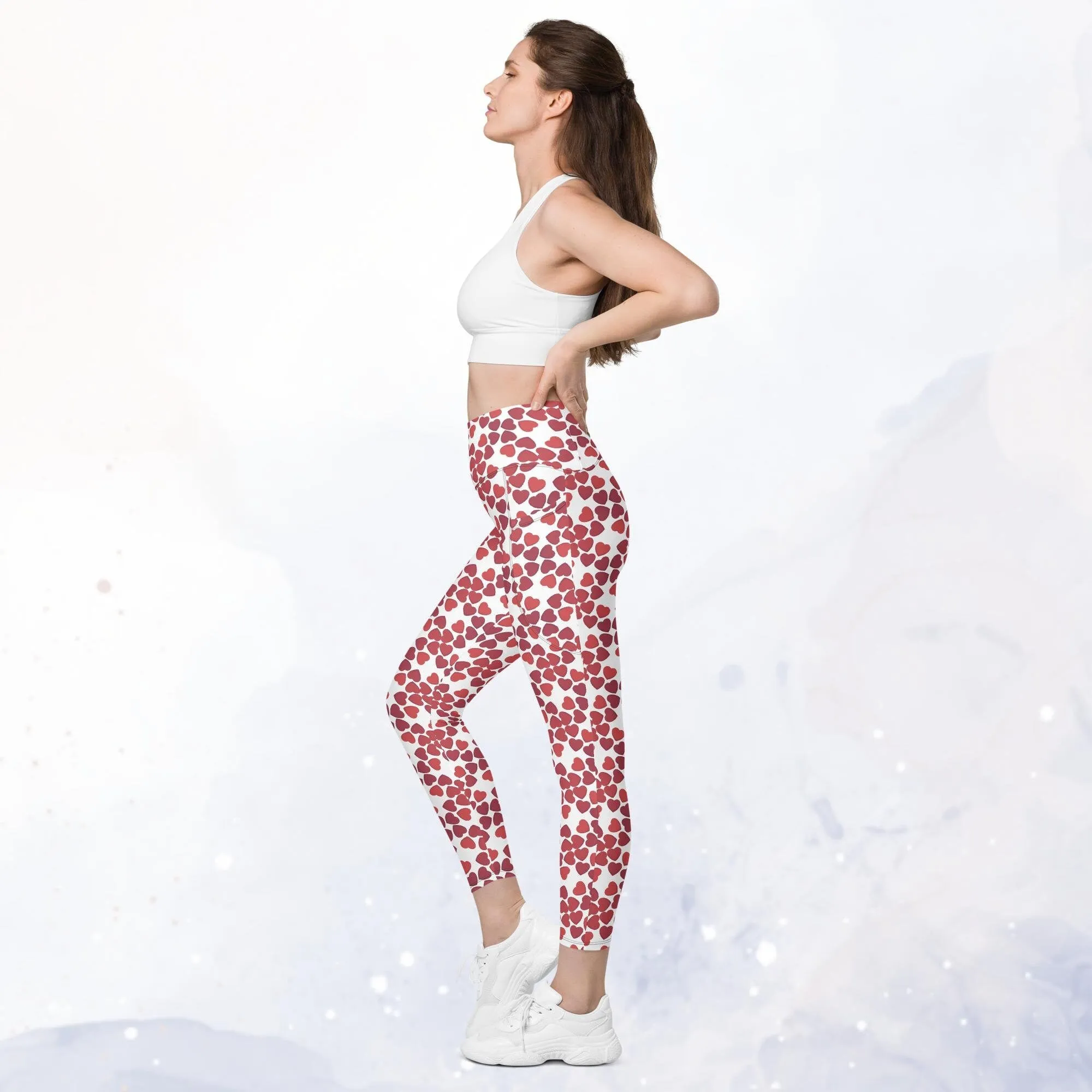 Red Heart Leggings with Pockets