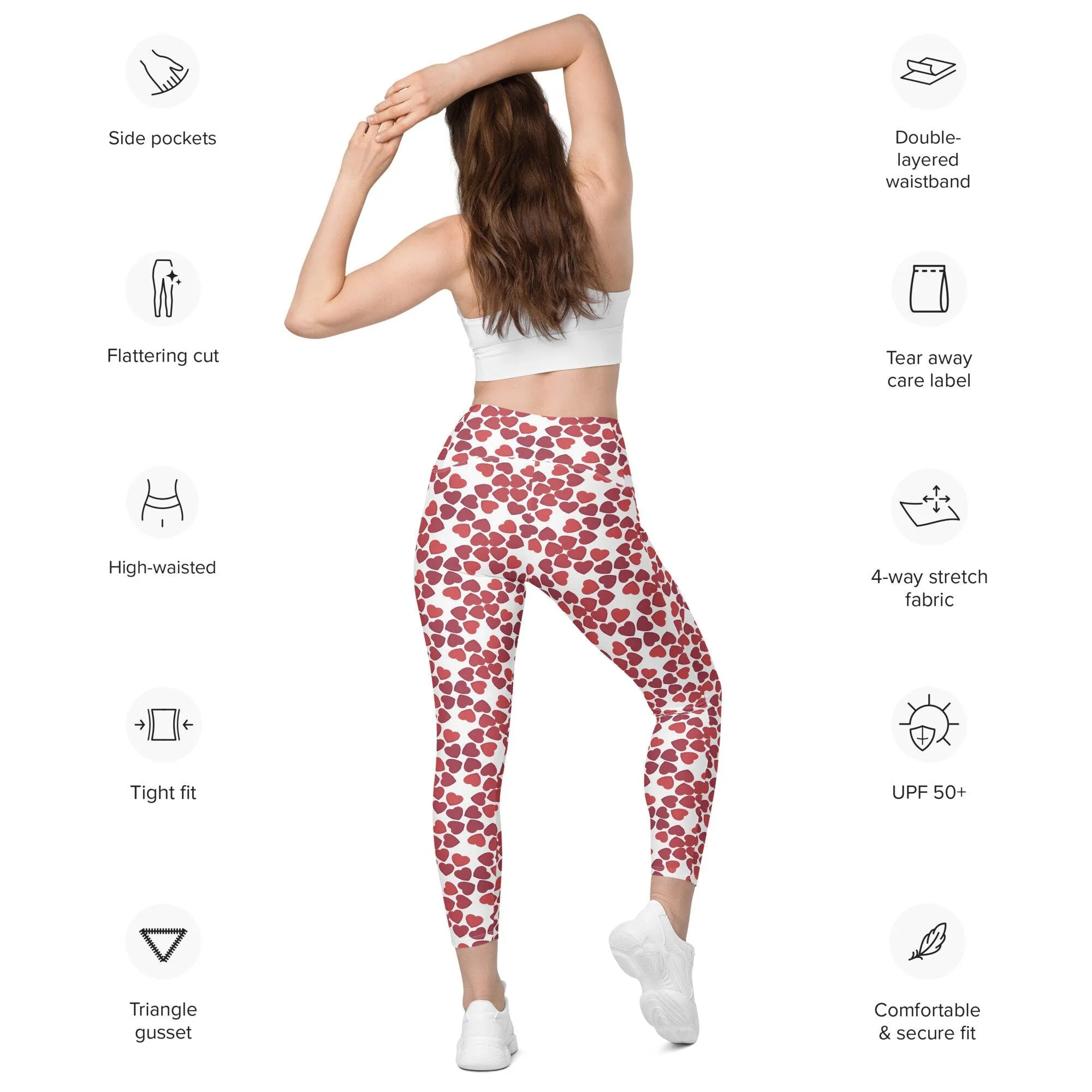 Red Heart Leggings with Pockets