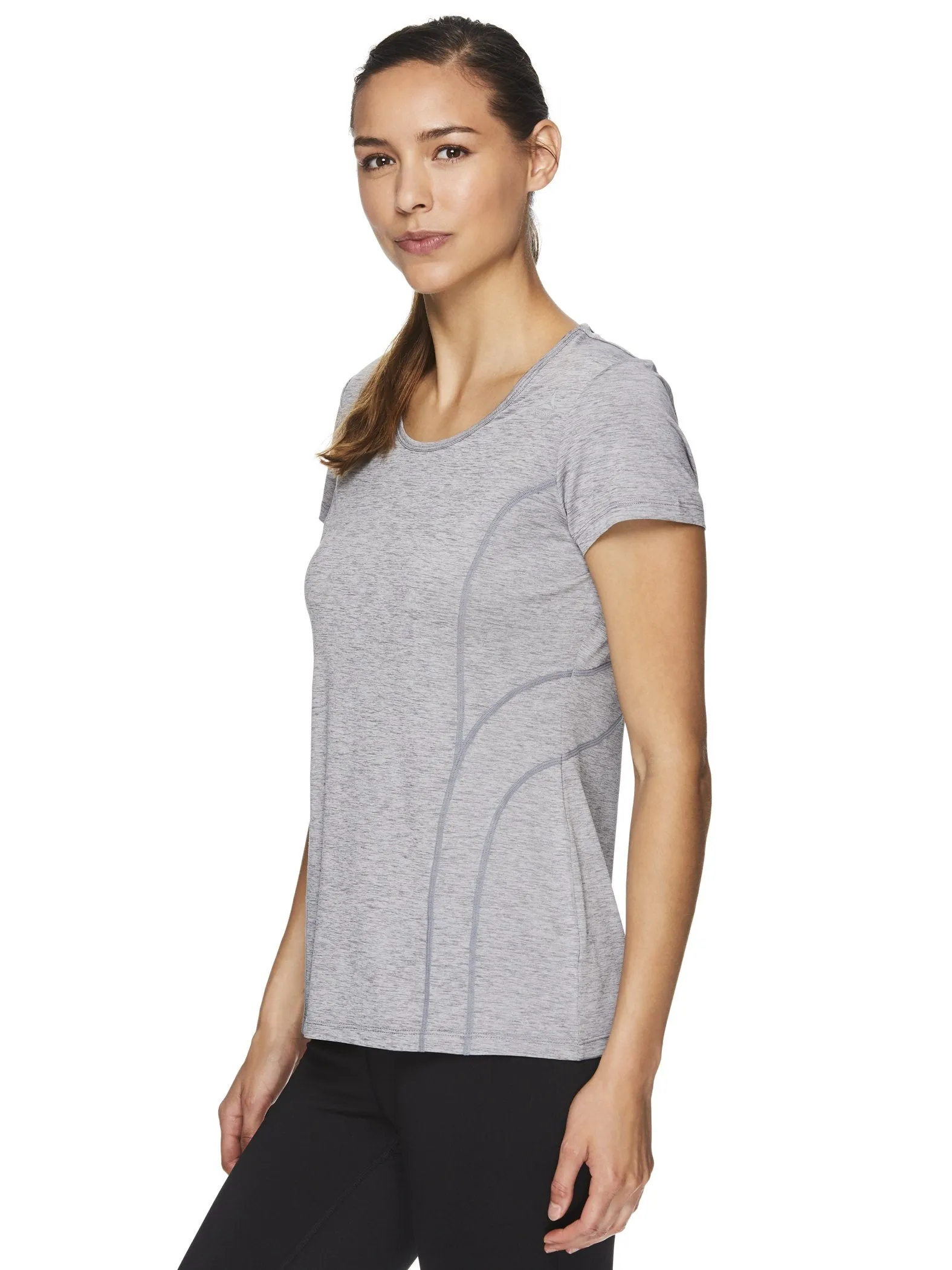 Reebok Women's Fitted Performance Linear Marled Jersey T-Shirt