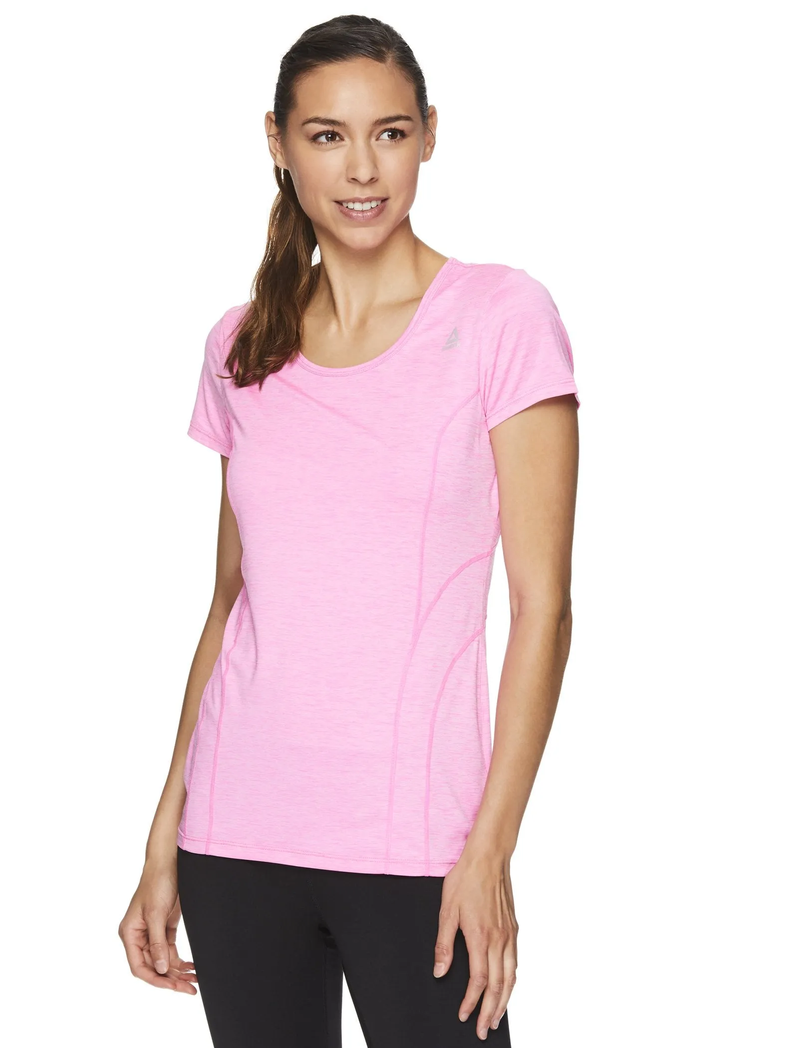 Reebok Women's Fitted Performance Linear Marled Jersey T-Shirt