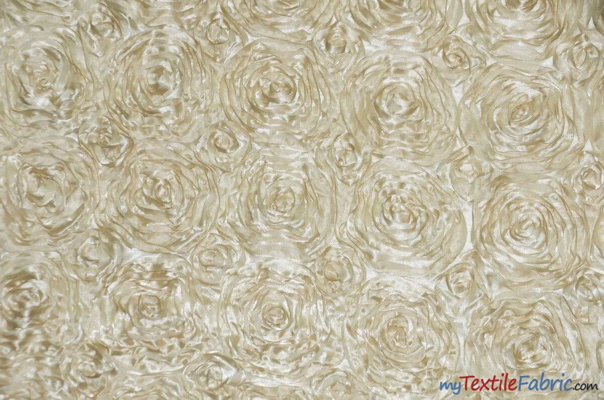 Rosette Satin Fabric - Wedding Satin Fabric - 54&#34; Wide - 3d Satin Floral Embroidery - Multiple Colors - Sample Swatch