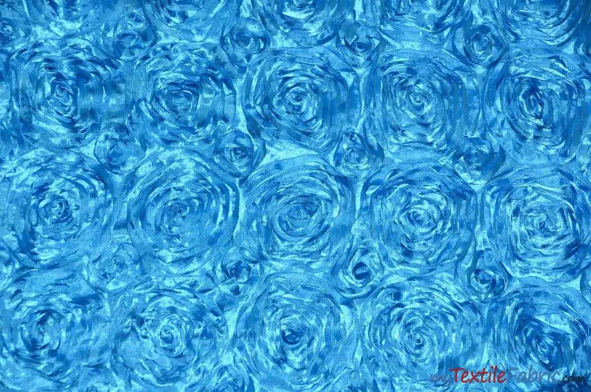 Rosette Satin Fabric - Wedding Satin Fabric - 54&#34; Wide - 3d Satin Floral Embroidery - Multiple Colors - Sample Swatch