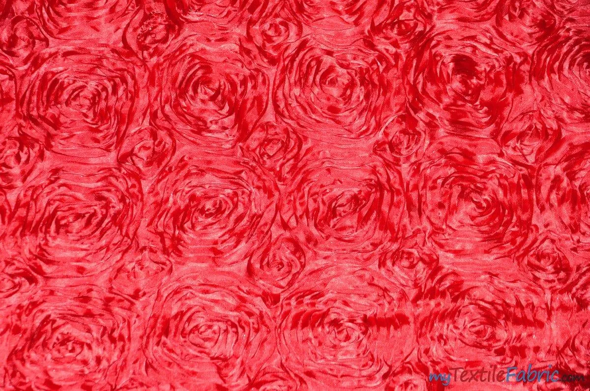 Rosette Satin Fabric - Wedding Satin Fabric - 54&#34; Wide - 3d Satin Floral Embroidery - Multiple Colors - Sample Swatch