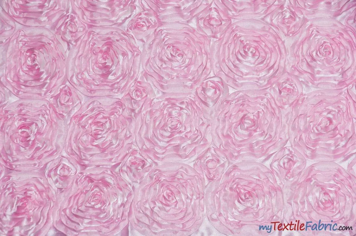 Rosette Satin Fabric - Wedding Satin Fabric - 54&#34; Wide - 3d Satin Floral Embroidery - Multiple Colors - Sample Swatch