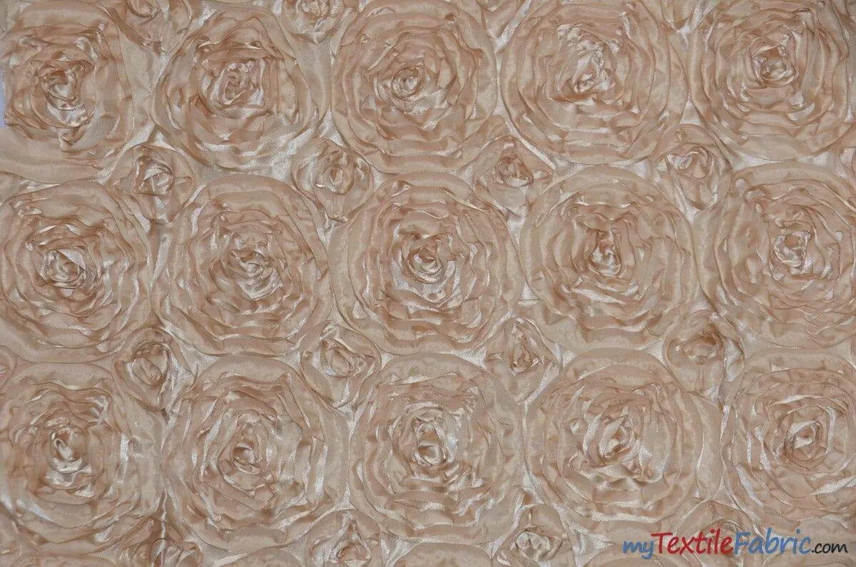 Rosette Satin Fabric - Wedding Satin Fabric - 54&#34; Wide - 3d Satin Floral Embroidery - Multiple Colors - Sample Swatch