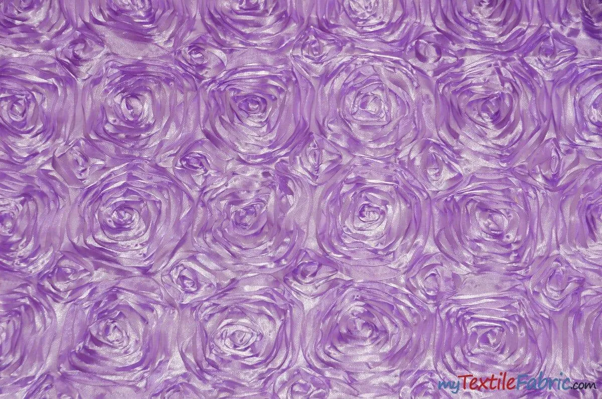 Rosette Satin Fabric - Wedding Satin Fabric - 54&#34; Wide - 3d Satin Floral Embroidery - Multiple Colors - Sample Swatch