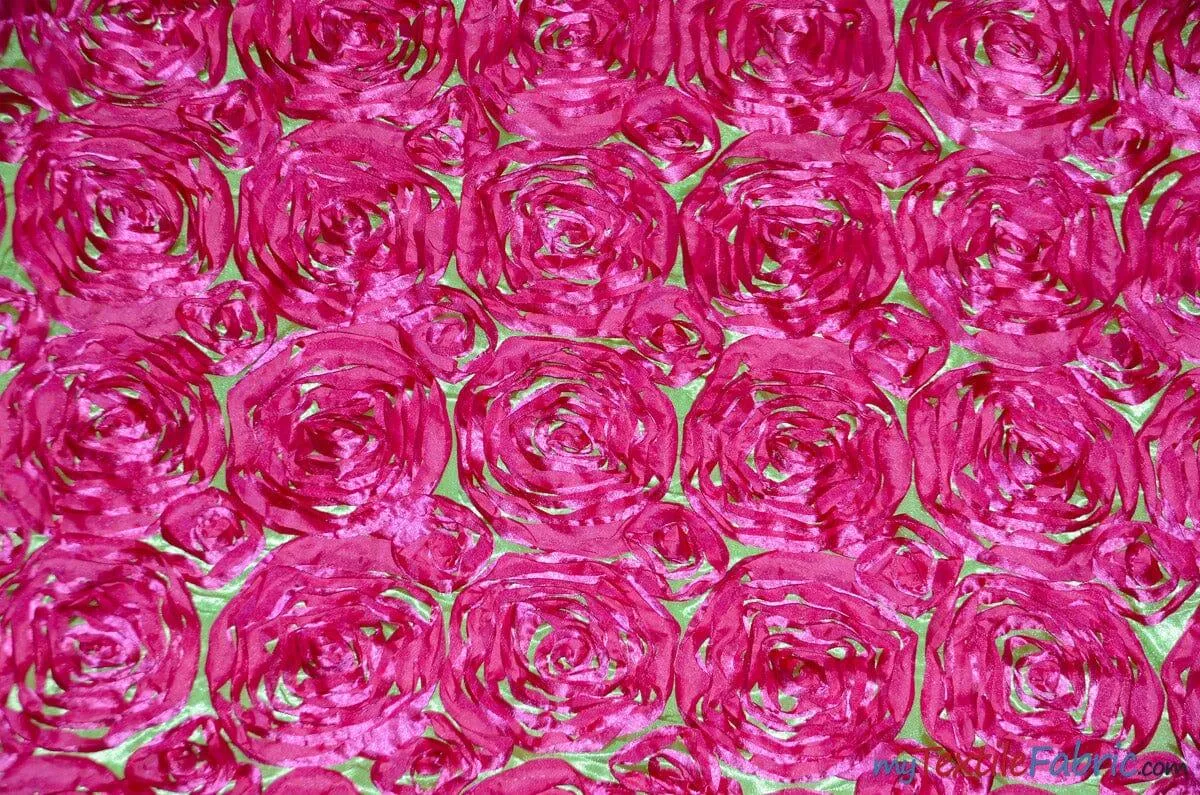 Rosette Satin Fabric - Wedding Satin Fabric - 54&#34; Wide - 3d Satin Floral Embroidery - Multiple Colors - Sample Swatch