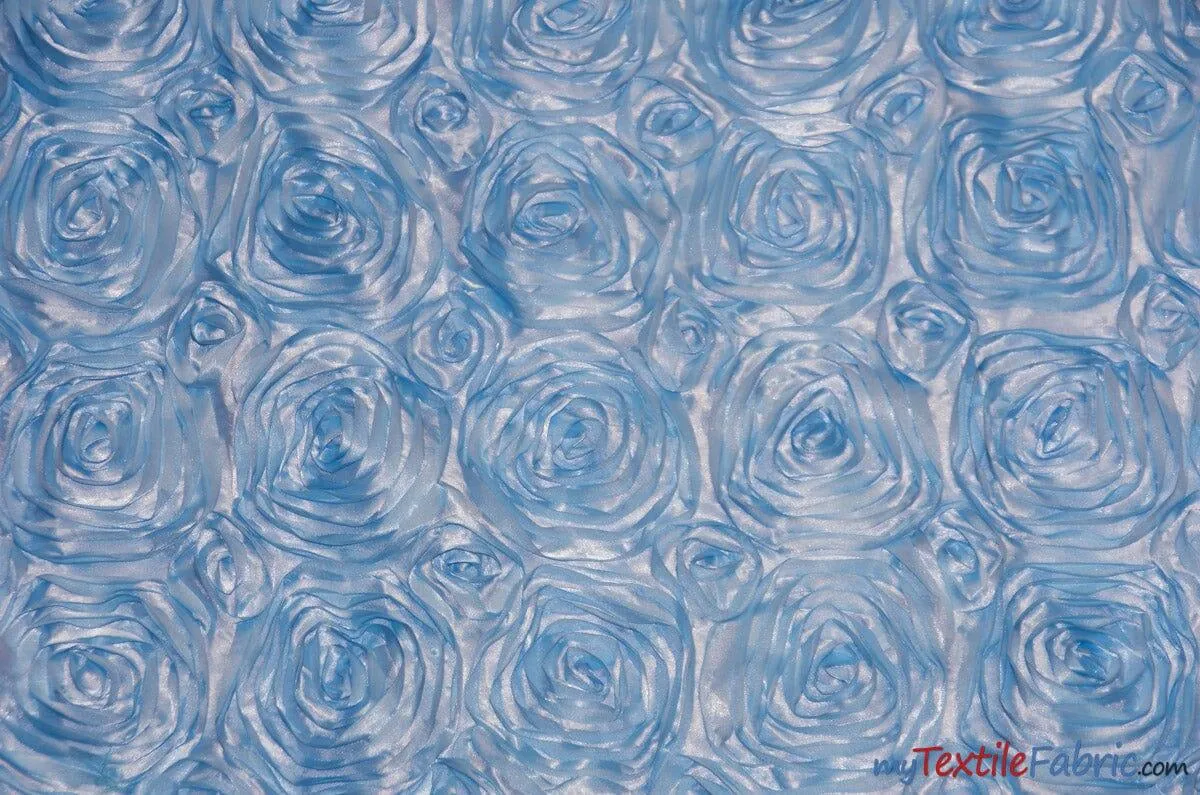 Rosette Satin Fabric - Wedding Satin Fabric - 54&#34; Wide - 3d Satin Floral Embroidery - Multiple Colors - Sample Swatch