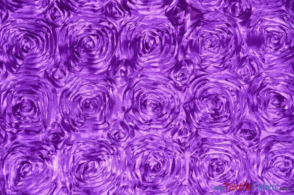 Rosette Satin Fabric - Wedding Satin Fabric - 54&#34; Wide - 3d Satin Floral Embroidery - Multiple Colors - Sample Swatch