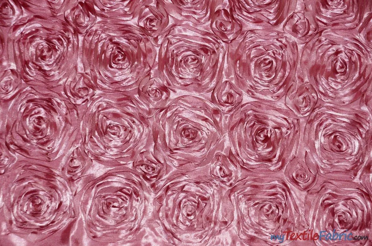 Rosette Satin Fabric - Wedding Satin Fabric - 54&#34; Wide - 3d Satin Floral Embroidery - Multiple Colors - Sample Swatch