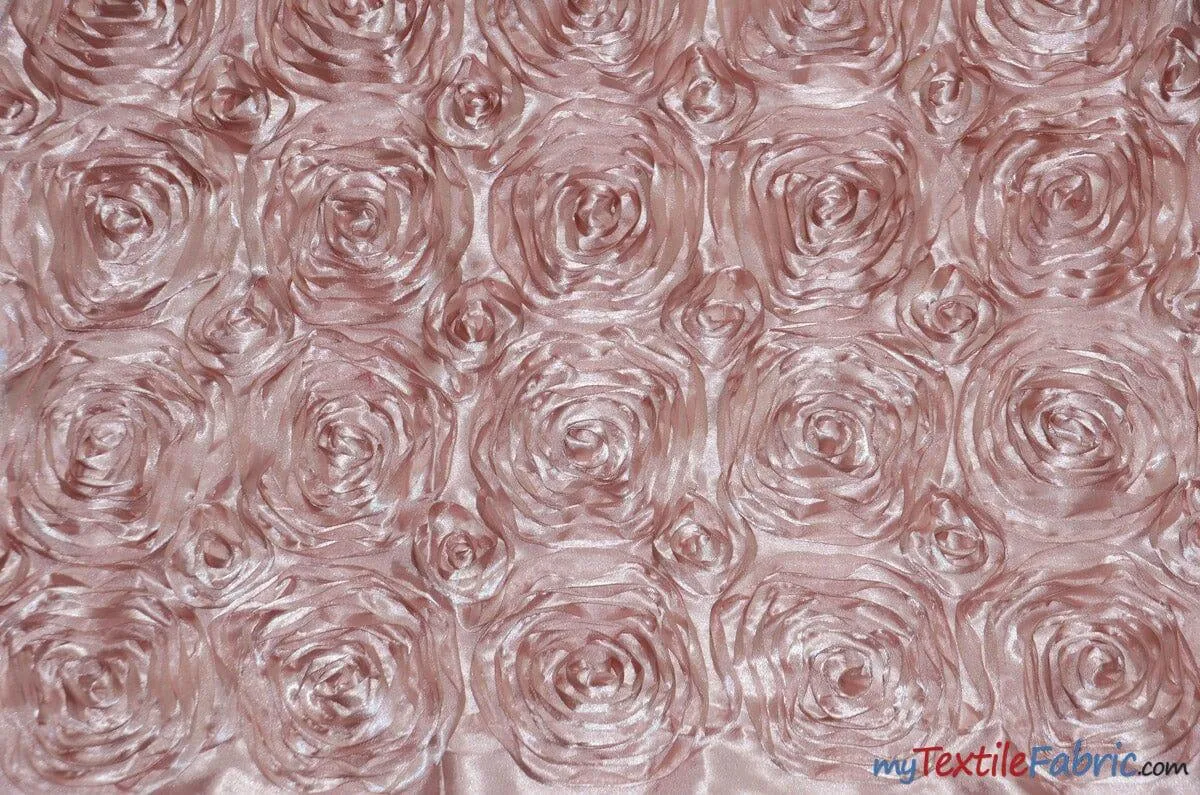 Rosette Satin Fabric - Wedding Satin Fabric - 54&#34; Wide - 3d Satin Floral Embroidery - Multiple Colors - Sample Swatch