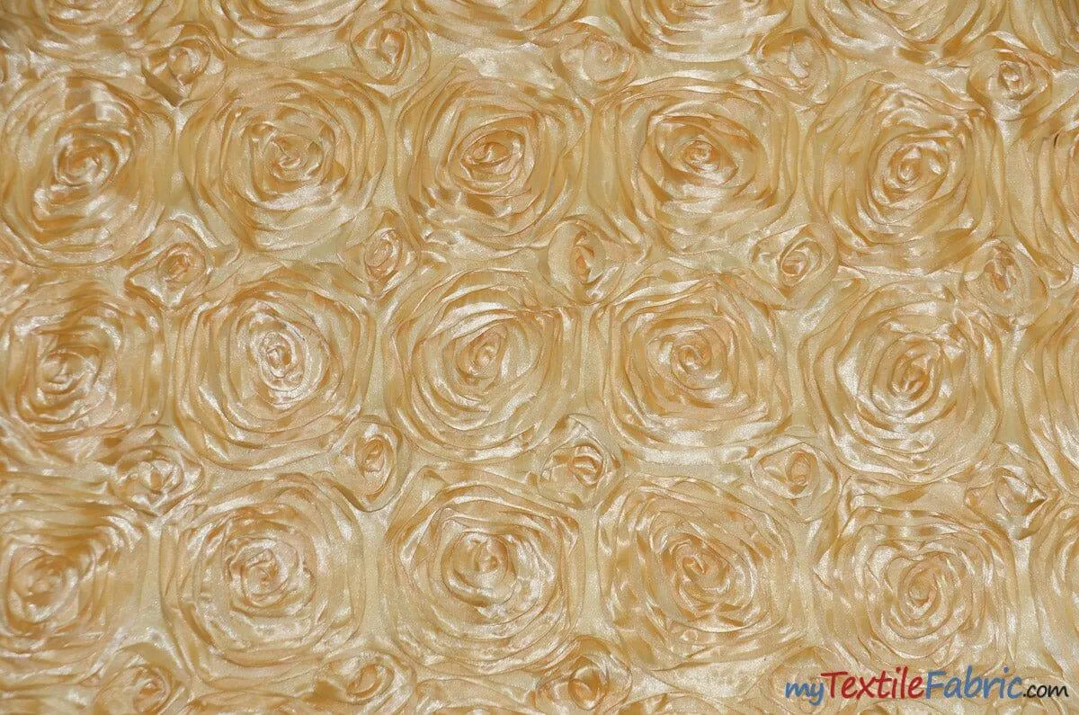 Rosette Satin Fabric - Wedding Satin Fabric - 54&#34; Wide - 3d Satin Floral Embroidery - Multiple Colors - Sample Swatch