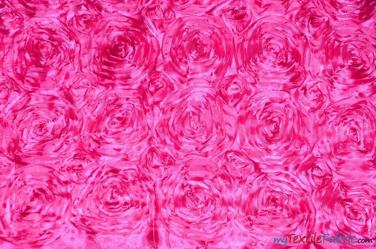 Rosette Satin Fabric - Wedding Satin Fabric - 54&#34; Wide - 3d Satin Floral Embroidery - Multiple Colors - Sample Swatch