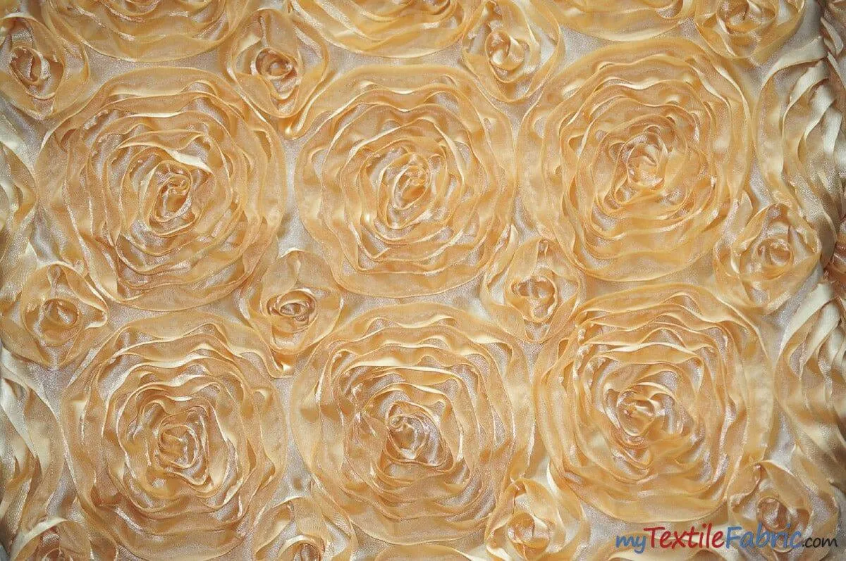 Rosette Satin Fabric - Wedding Satin Fabric - 54&#34; Wide - 3d Satin Floral Embroidery - Multiple Colors - Sample Swatch