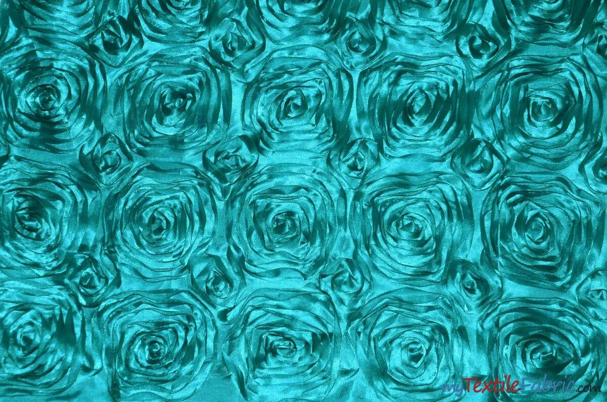 Rosette Satin Fabric - Wedding Satin Fabric - 54&#34; Wide - 3d Satin Floral Embroidery - Multiple Colors - Sample Swatch