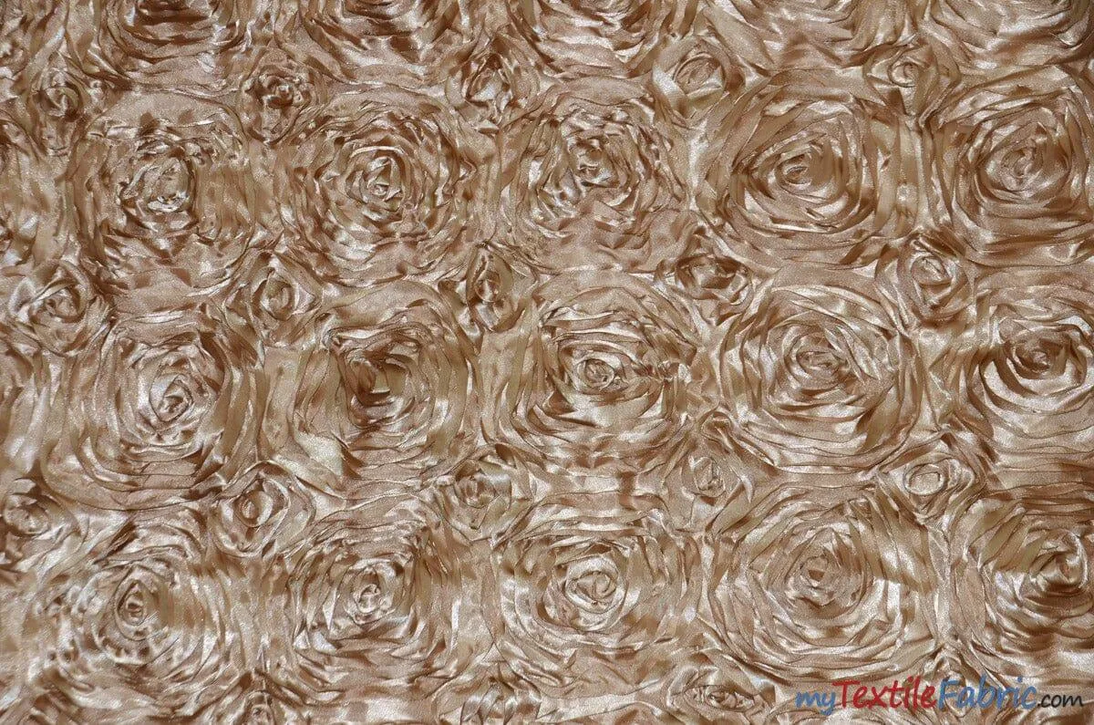 Rosette Satin Fabric - Wedding Satin Fabric - 54&#34; Wide - 3d Satin Floral Embroidery - Multiple Colors - Sample Swatch