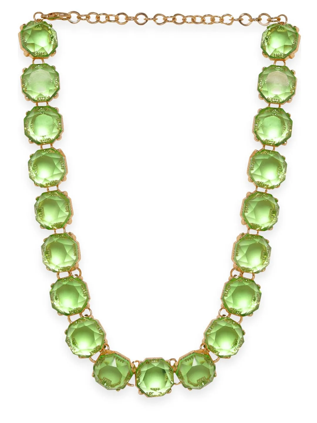 Rubans Voguish Gold plated Green Zirconia Studded Statement Necklace