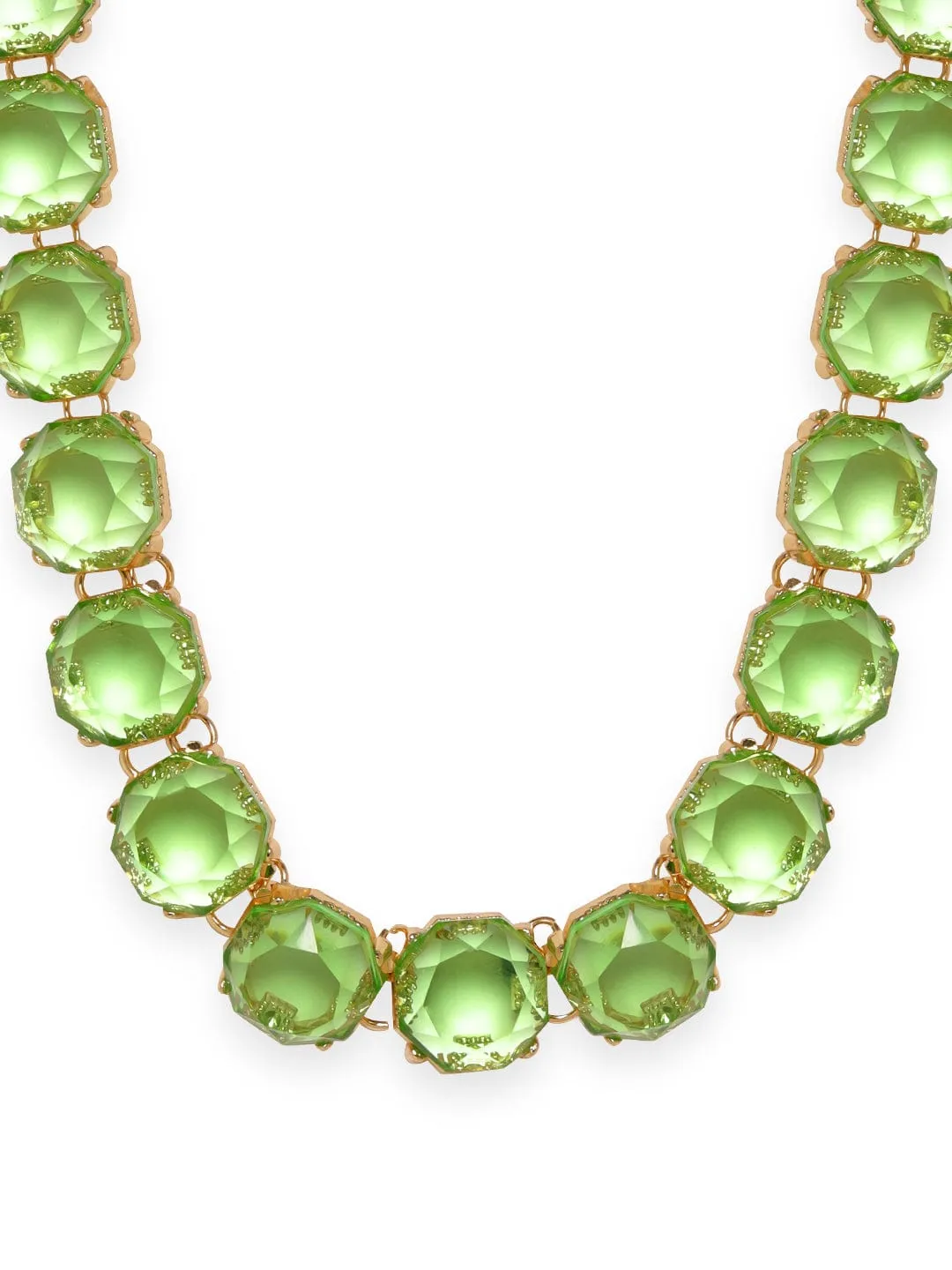 Rubans Voguish Gold plated Green Zirconia Studded Statement Necklace