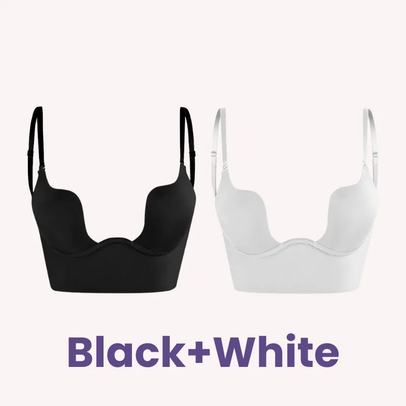 SheCurve® Low Back Secret Plunge Bra - Black Beige (2 Pack)