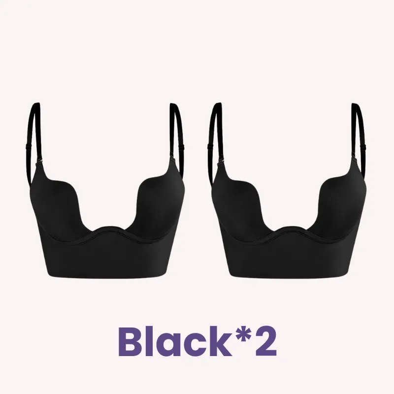 SheCurve® Low Back Secret Plunge Bra - Black Beige (2 Pack)