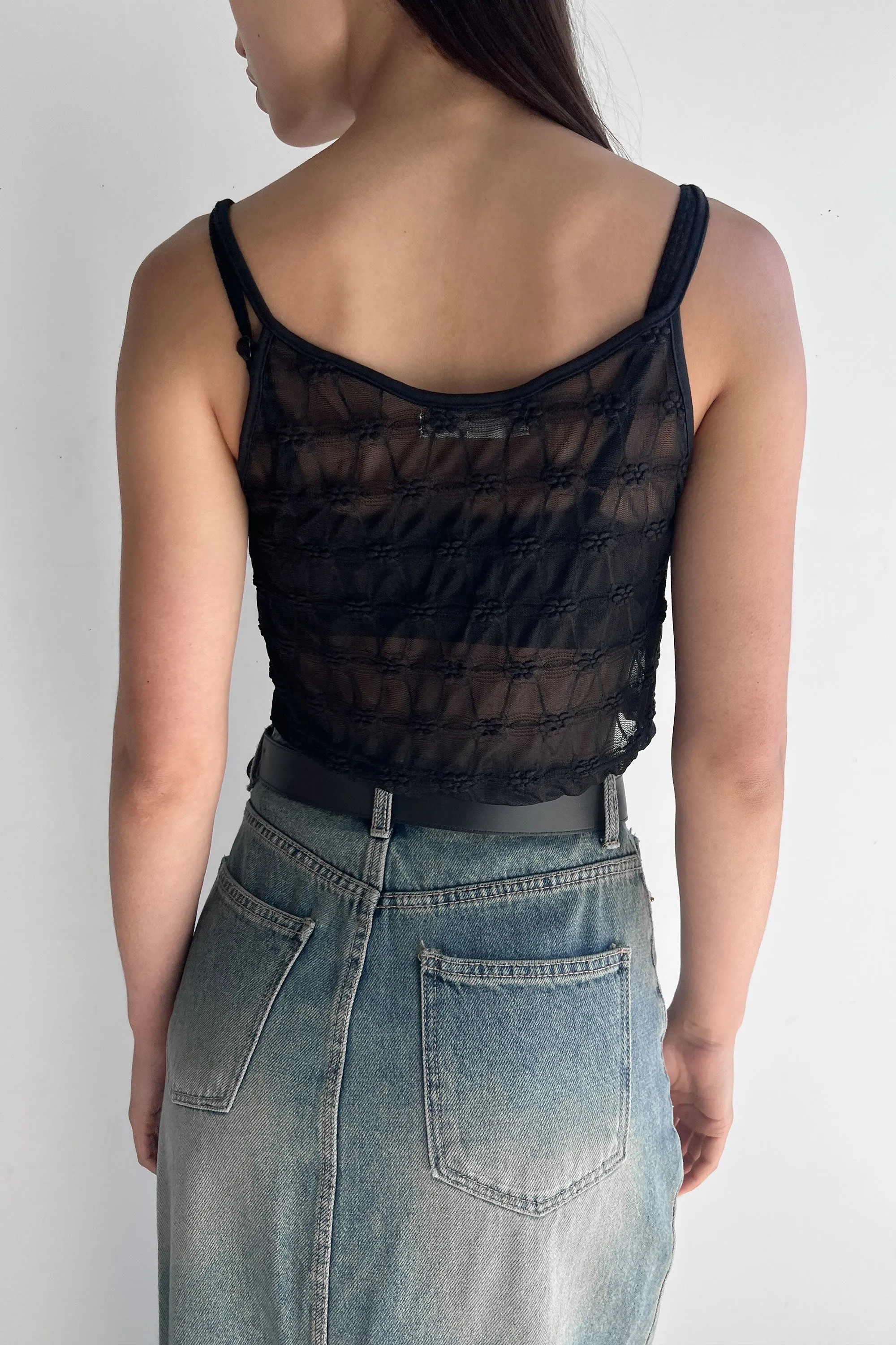 SHEER TANK WITH TIE FRONT