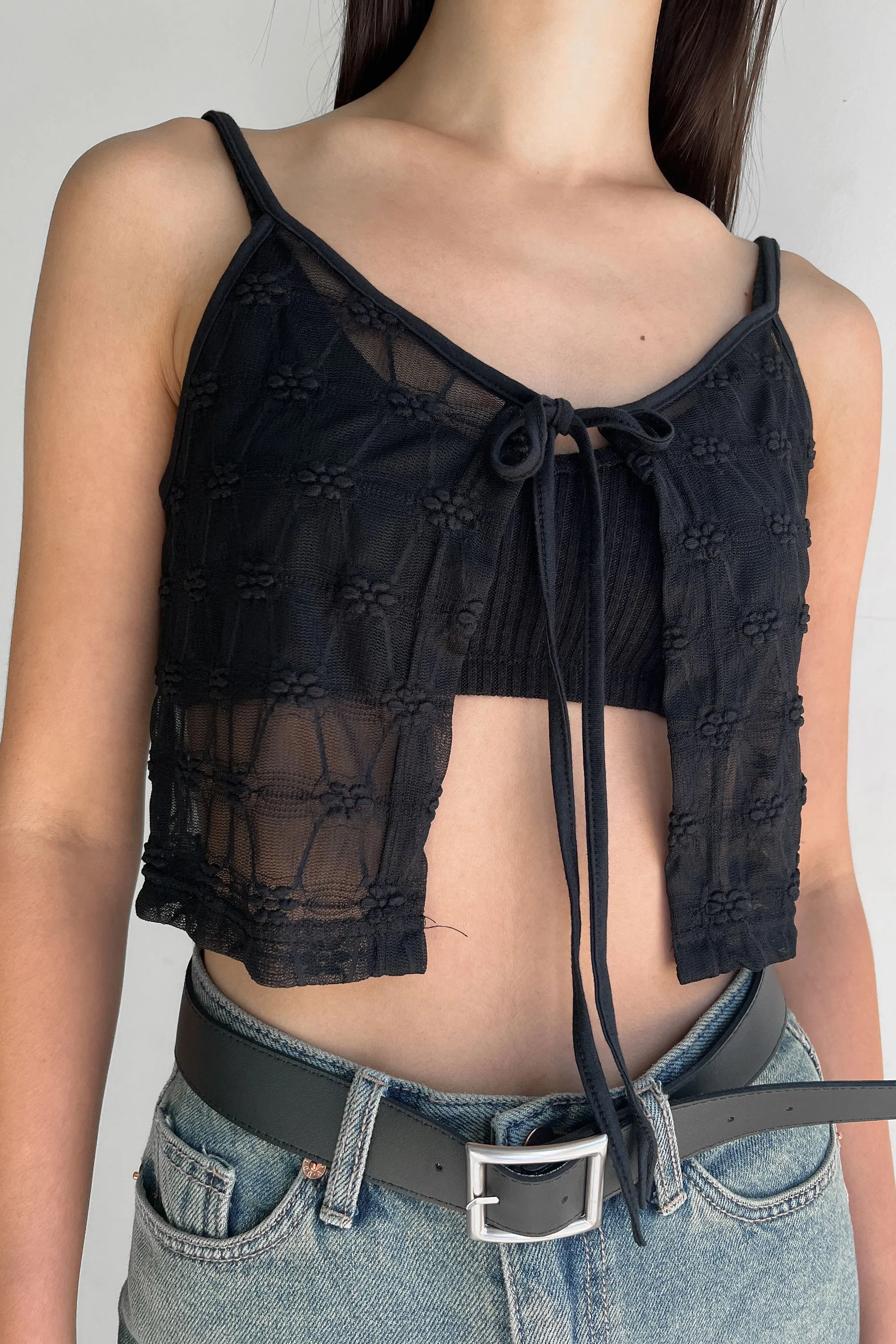 SHEER TANK WITH TIE FRONT