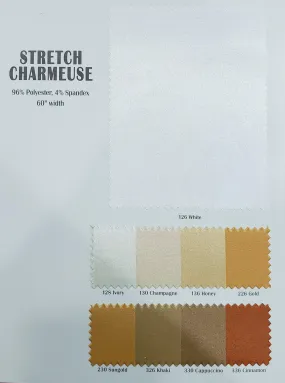 Stretch Charmeuse Satin Fabric - Soft Silky Satin Fabric - 96&#37; Polyester 4&#37; Spandex - Multiple Colors - Sample Swatch