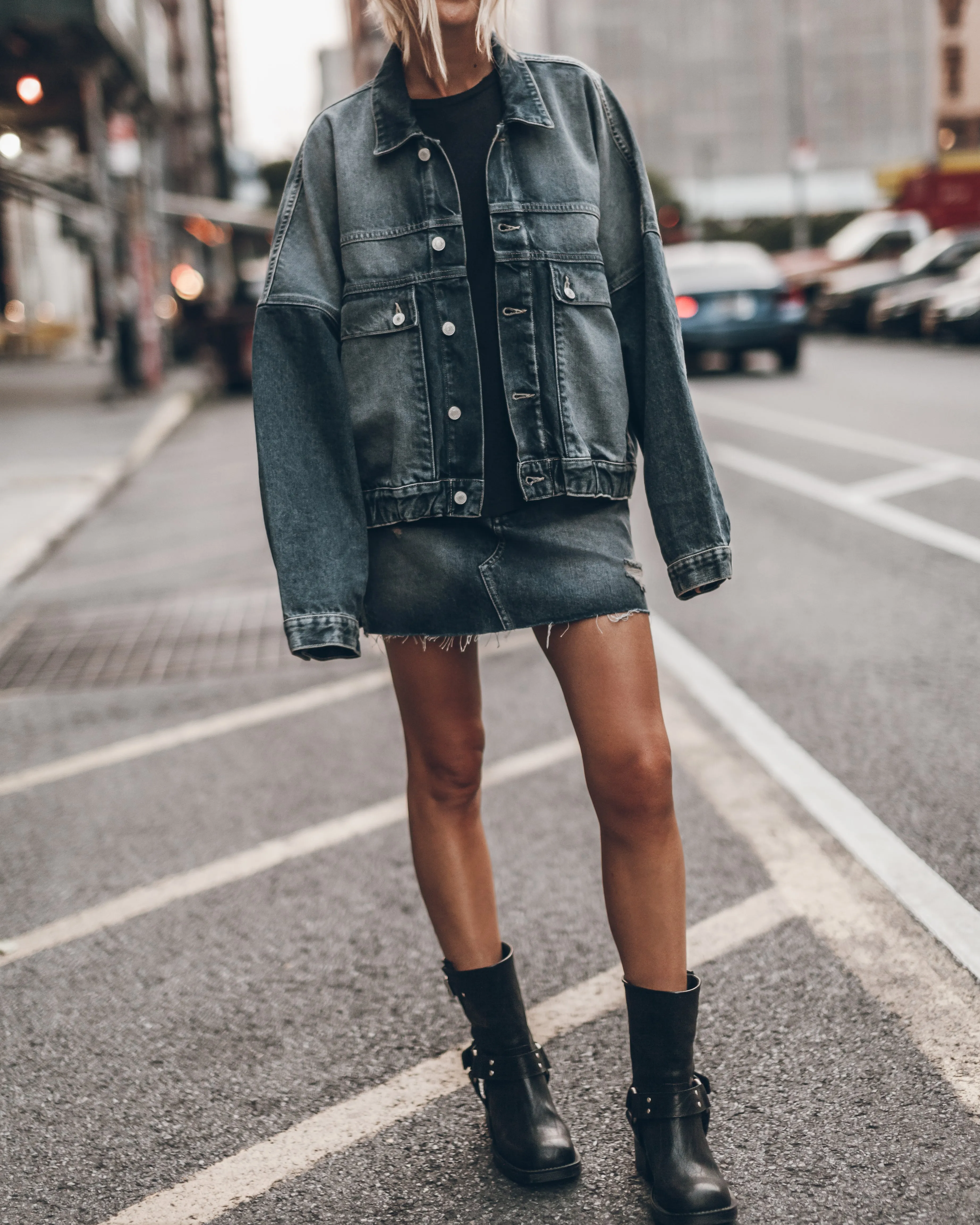 The Dark Blue Denim Skirt