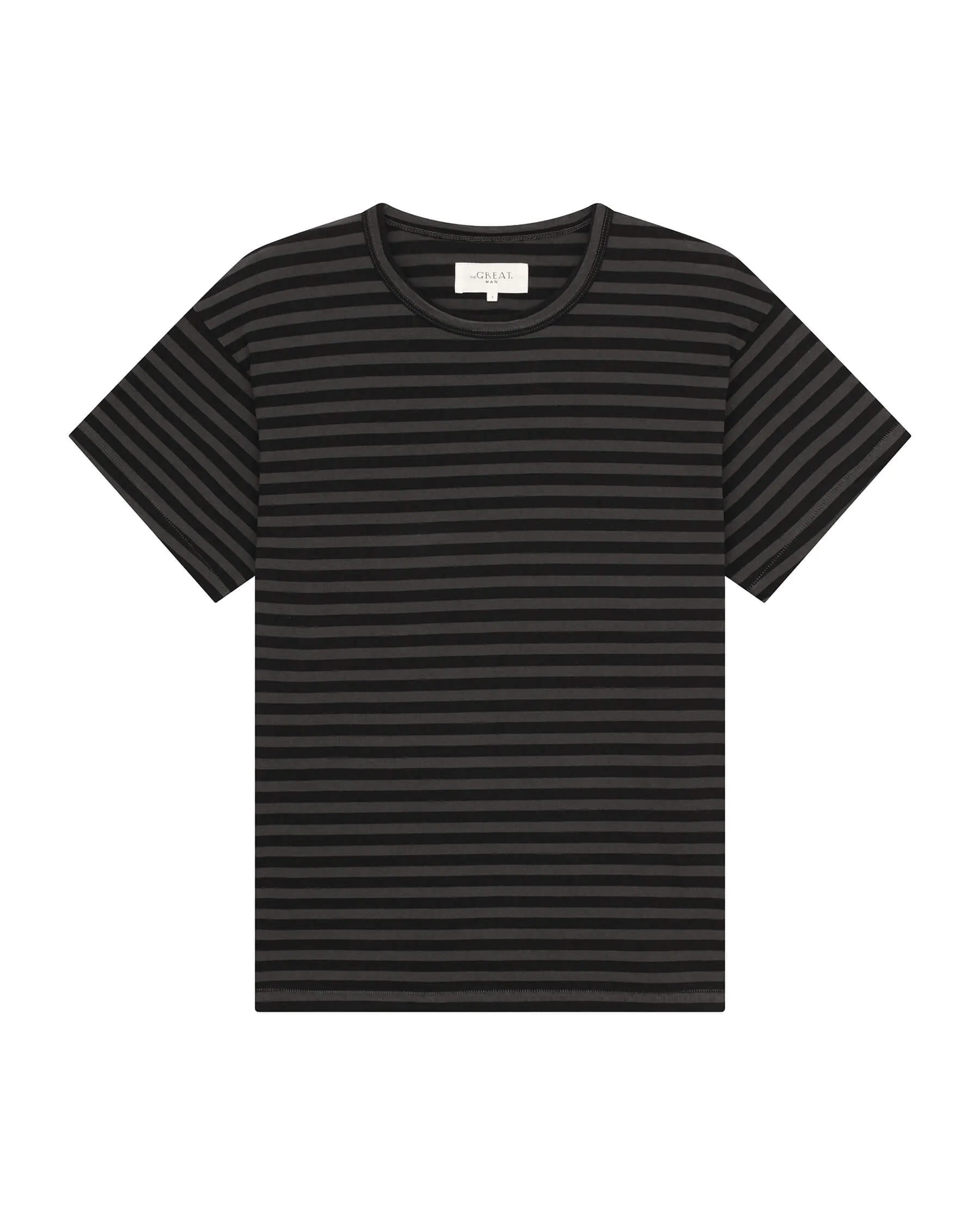 The Men's Slim Tee. -- Black and Charcoal Stripe