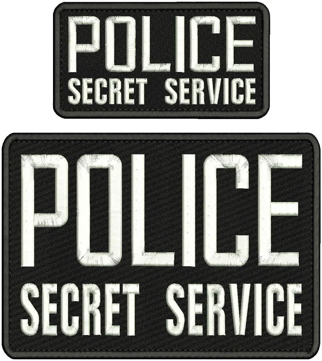 (Two) Police Secret Service Patches (4” x 8”) and (3”x6”) Hook and Loop