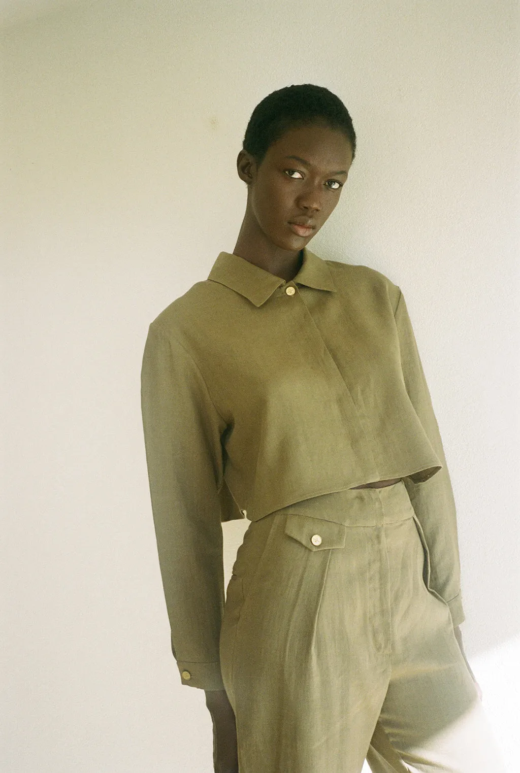 WASTAL cropped linen shirt