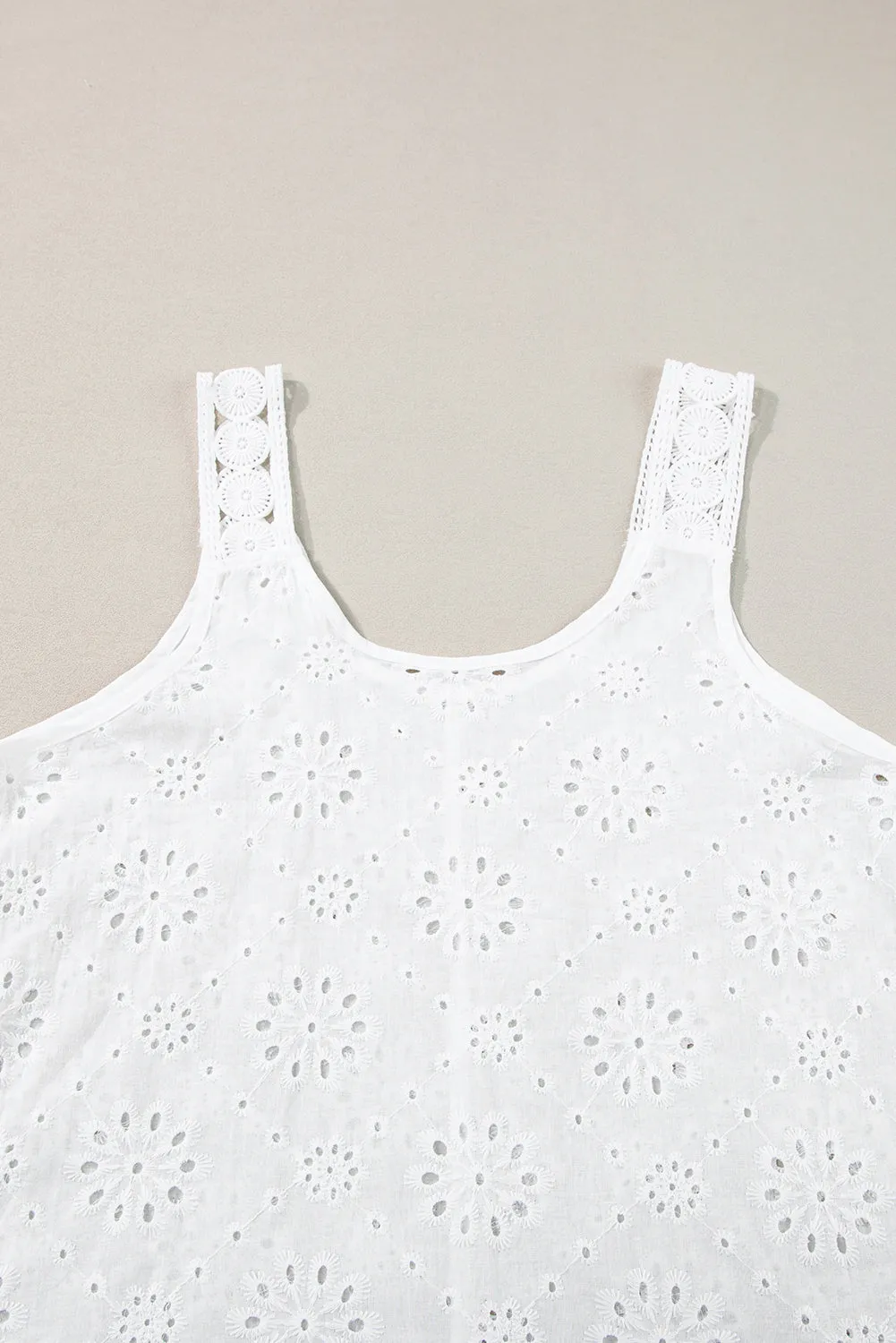 White Eyelet Embroidery Tank Top