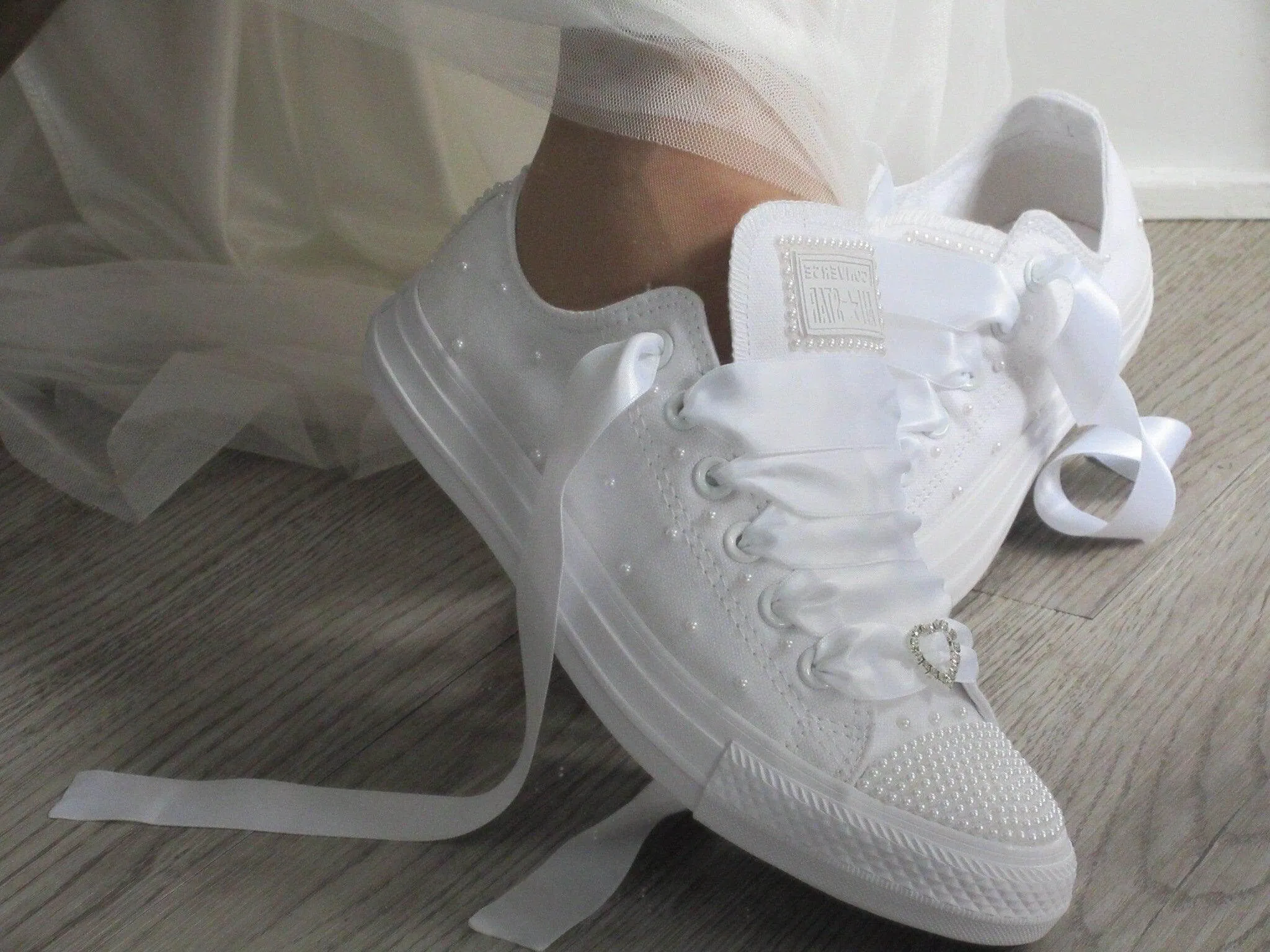 White Pearl Wedding Converse